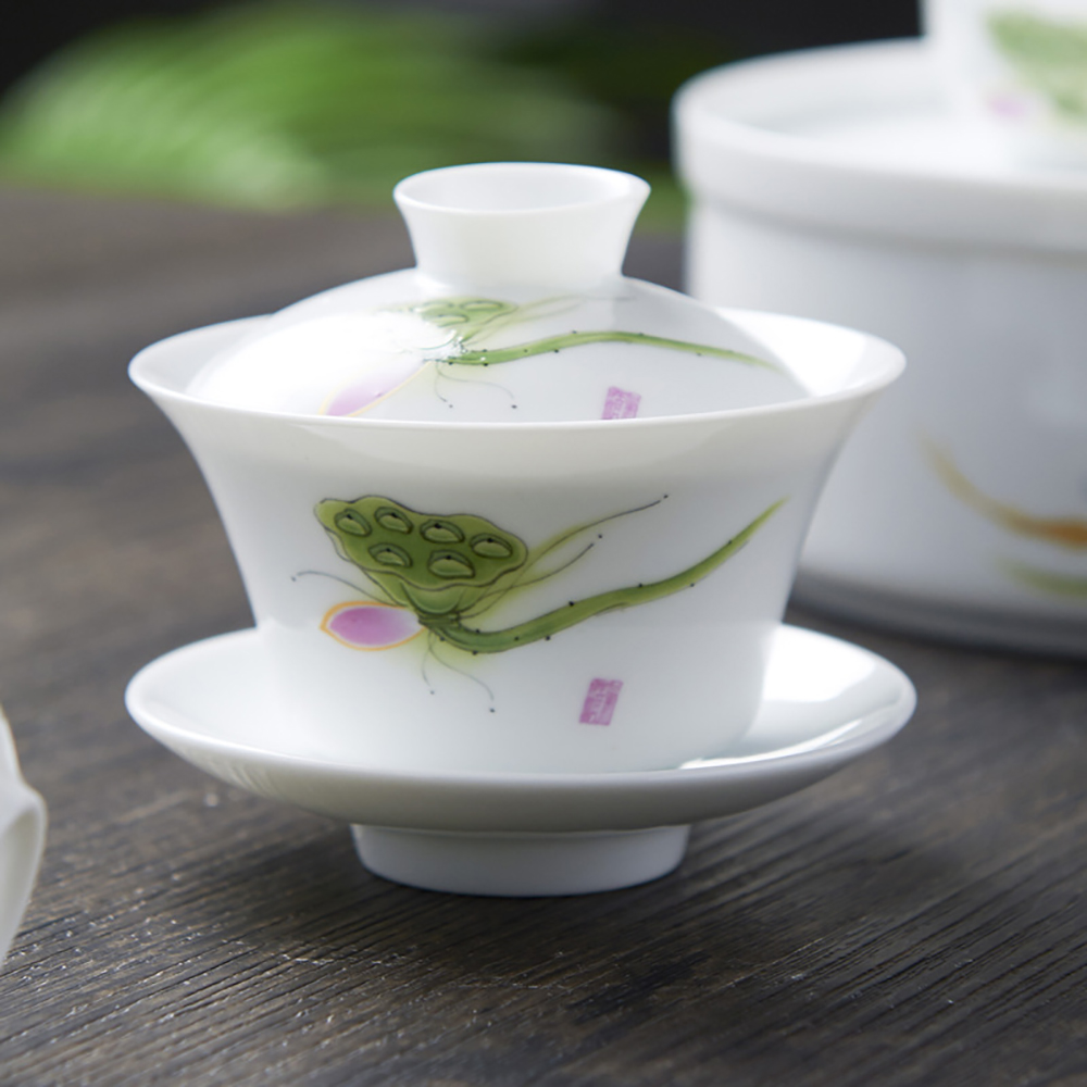 Hand Drawn White China Gaiwan  - đánh giá và giá Matcha Bowl Chawan
