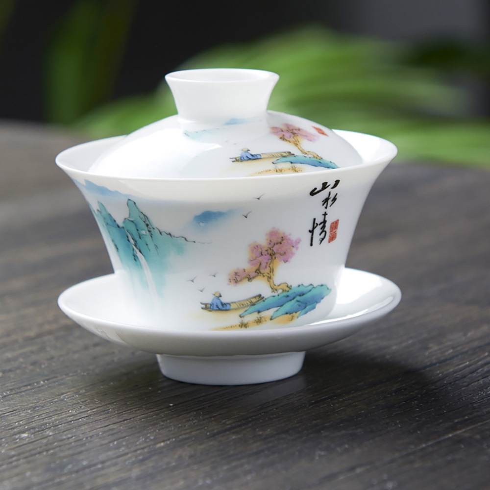 Hand Drawn White China Gaiwan  - đánh giá và giá Matcha Bowl Chawan