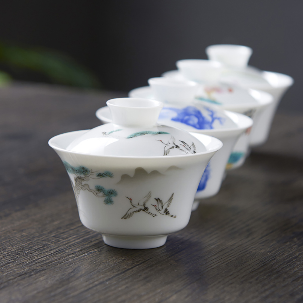 Hand Drawn White China Gaiwan  - đánh giá và giá Matcha Bowl Chawan